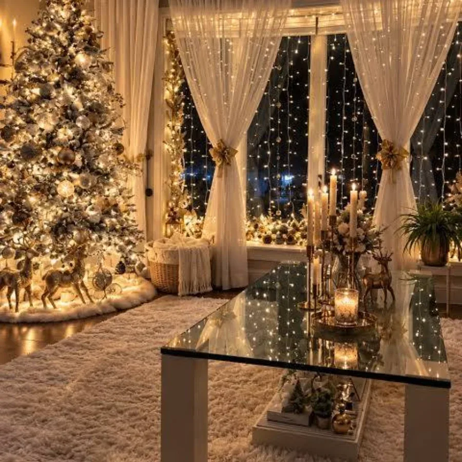 Decorative Christmas details with warm seasonal colours