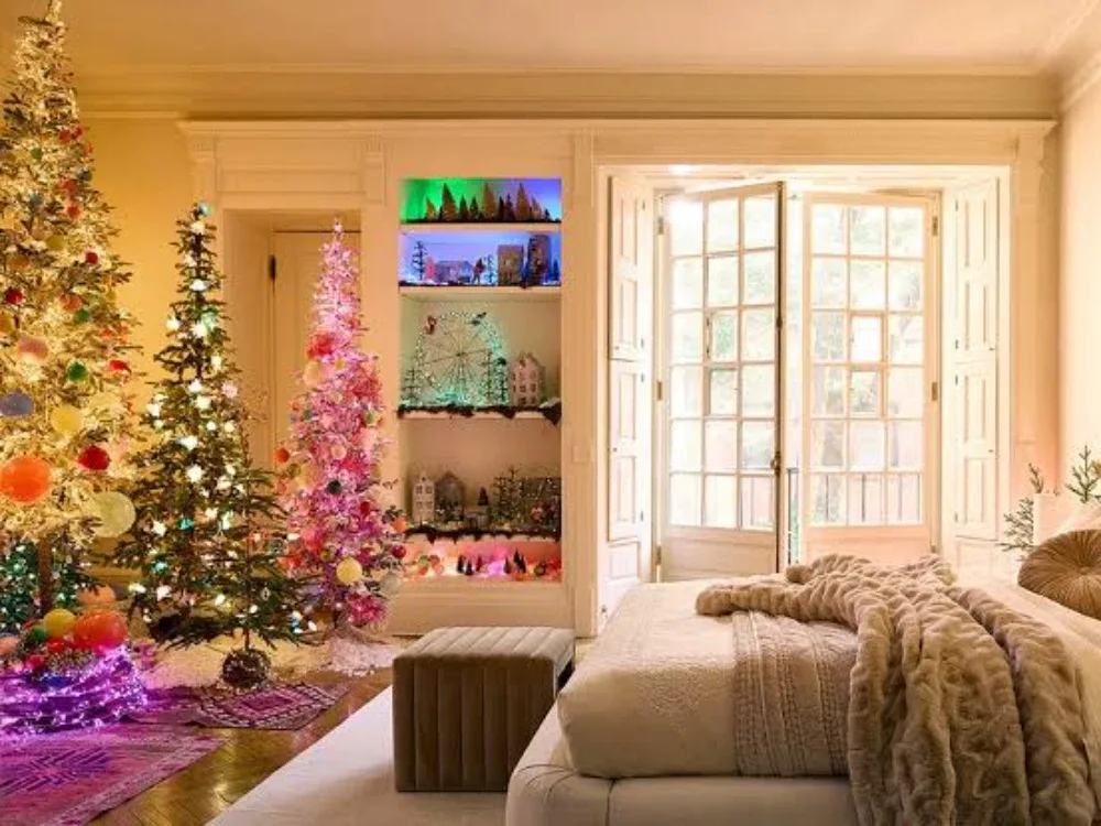 Elegant festive decoration details prepared for a Christmas display